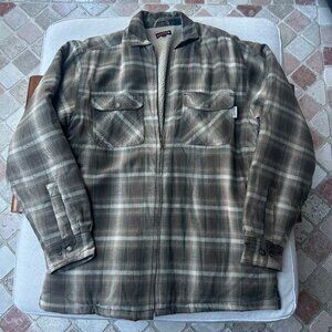 Wolverine plaid full zip up men's sherpa lined jacket shacket barn coat sz L